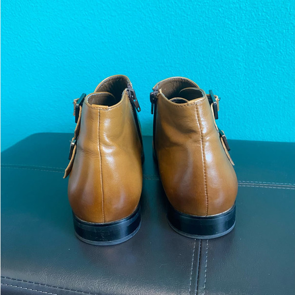 Express Men's Brown Leather Buckle Strap Ankle Boots Size 10 - Picture 5 of 12